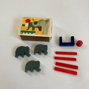 Vintage Juri Matchbox Zoo Toy Elephants Wood Blocks Made in West Germany